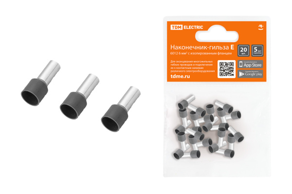 Наконечник-гильза Е6012 6мм2 с изолированным фланцем (20шт) TDM Наконечник-гильза Е6012 6мм2 с изолированным фланцем (20шт) TDM