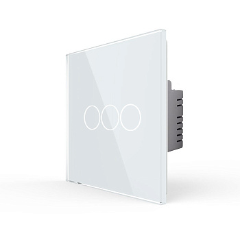 Трехклавишный сенсорный выключатель EU стандарт, 1 пост, цвет белый Livolo