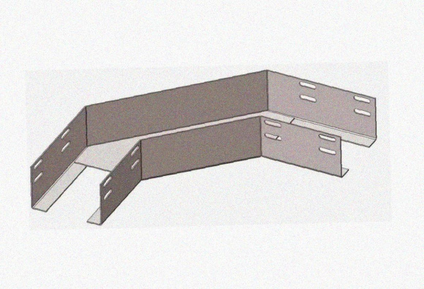 Лоток угловой перфорированный КГ 100х100-135 УТ1,5 поворот на 135, оцинкованный лист S1,5