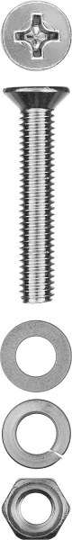 Винт (DIN965) в комплекте с гайкой (DIN934), шайбой (DIN125), шайбой пруж. (DIN127), M6 x 40 мм, 8 шт, ЗУБР