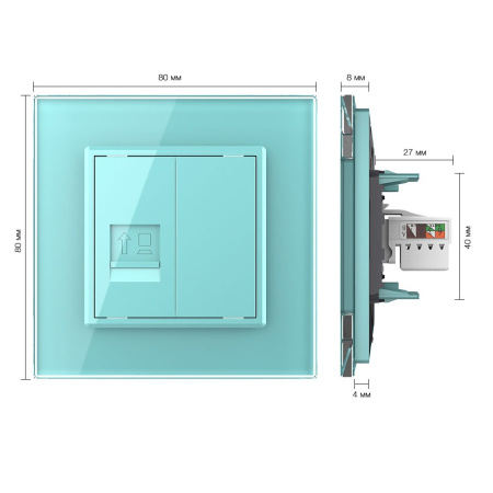 Розетка КОМП RJ-45 Зеленая Livolo