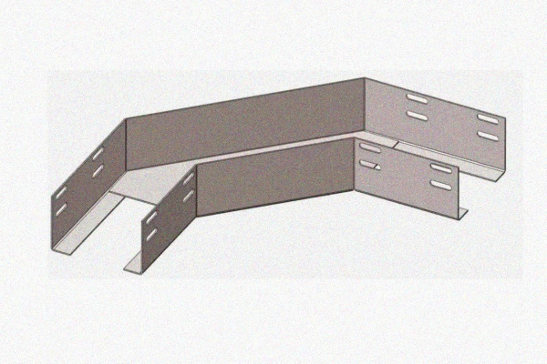 Лоток угловой перфорированный КГ 150х25-90 УТ1,5 поворот на 90, оцинкованный лист, S1,0