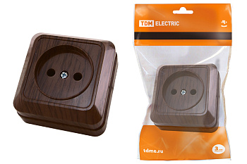 Розетка 2П открытой установки IP20 10А 250В (керамика) бук "Ладога" TDM Розетка 2П открытой установки IP20 10А 250В (керамика) бук "Ладога" TDM