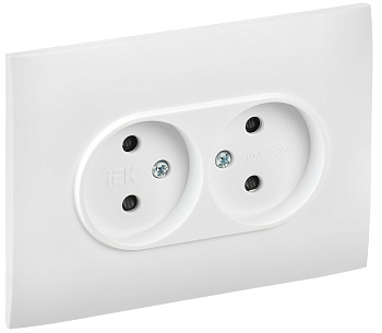 SKANDY Розетка 2-местная без заземления с защитными шторками 10А в сборе SK-R09W арктический белый IEK