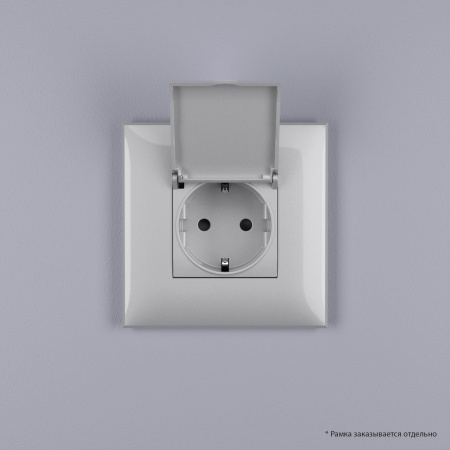 Розетка с крышкой в стену, 2P+E, с з/ш, "Avanti", "Закаленная сталь" DKC