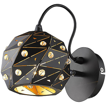 Светильник настенный Черный/Черный, Золото, Прозрачный E27 1*60Вт WE263.01.021 WERTMARK