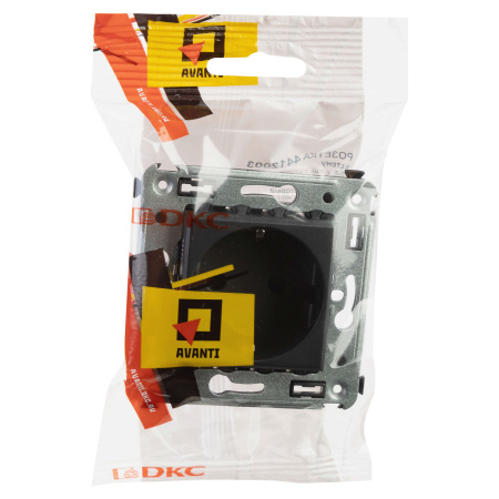 Розетка в стену, 2P+E, с з/ш, "Avanti", "Черный матовый" DKC