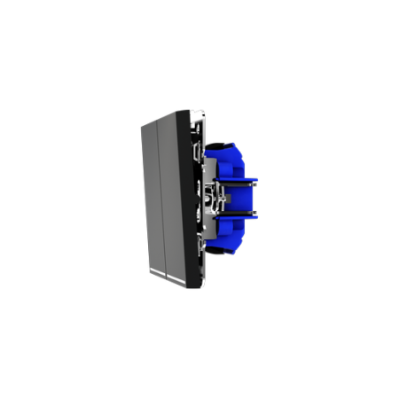 Выключатель встраиваемый Voltum S70 двухклавишный с подсветкой 10А, (черный матовый)