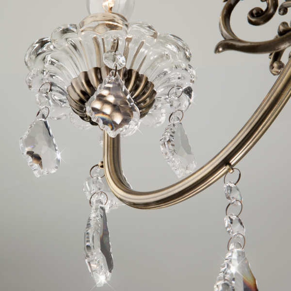 Люстра с хрусталем 8*E14 60Вт античная бронза IP20 Elisha (3281/8 античная бронза) Eurosvet