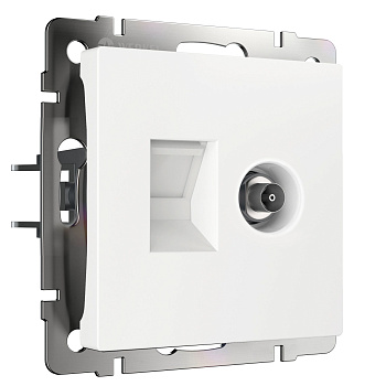 Розетка ТВ+Ethernet RJ-45 6 cat. (белый) СУ IP20 Werkel