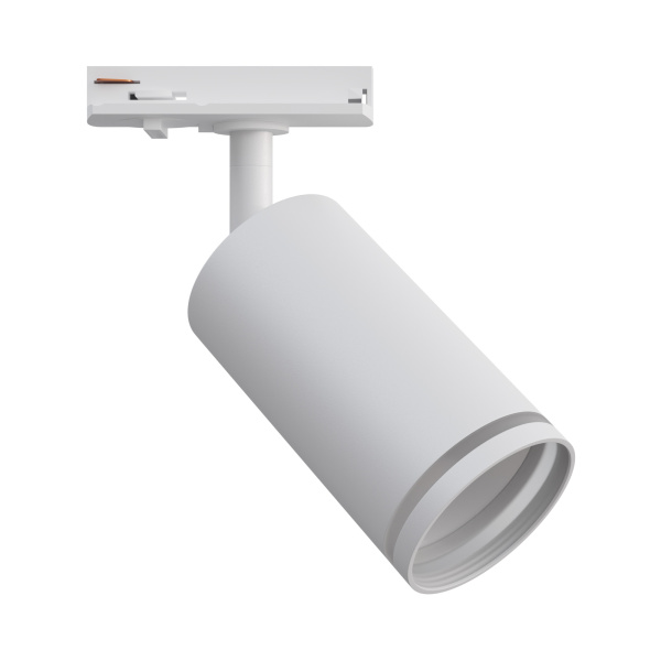16-77 Светильник трековый, однофазный, под лампу, 230В/50Гц, GU10, max 35Вт, IP20, Φ55х100х152мм, белый, алюминий, с адаптером, лампа в комплект не вх