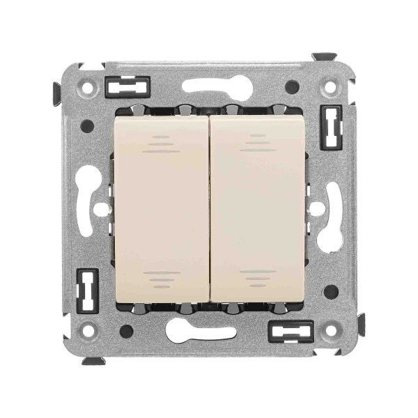 Перекрестный переключатель двухклавишный в стену, "Avanti", "Ванильная дымка" DKC