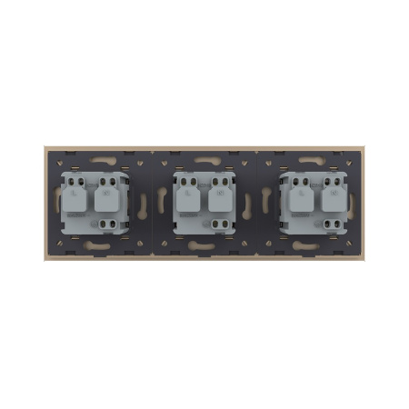 Розетка 3 модуля Золотая Livolo