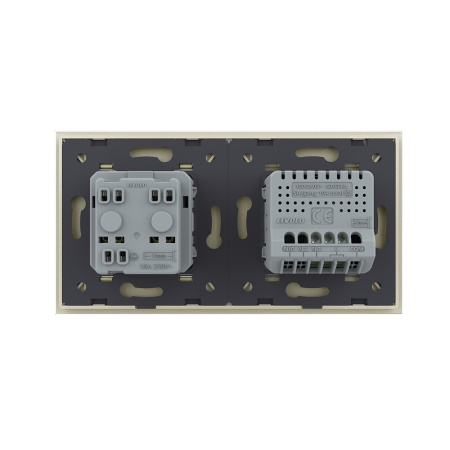 Одноклавишный сенсорный выключатель с розеткой 2 поста, цвет жемчужный Livolo