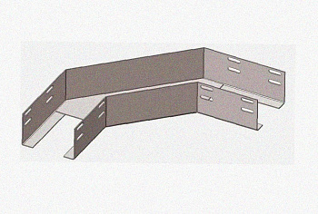 Лоток угловой глухой КГГ 300х150-135 УТ1,5 поворот на 135, оцинкованный лист S1,5