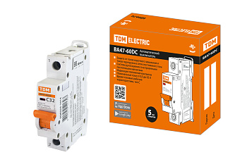 Выключатель автоматический ВА МОД ВА47-60DC 1П 32А 6кА С 220В пост. тока TDM