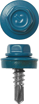 Саморезы СКМ кровельные, RAL 5009 небесно-голубой, 25 x 5,5 мм, 420 шт, для металлических конструкций, ЗУБР