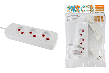 Удлинитель народный  УН3  3 гнезда, 7метров, б/з, ШВВП 2х0,75 мм2  6А/250В TDM