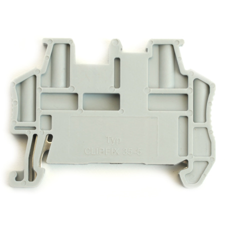 Концевой стопор (ограничитель) на DIN рейку для ЗНИ, серый LD590 STEKKER