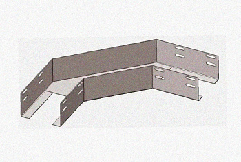 Лоток угловой перфорированный КГ 100х50-90 УХЛ1 поворот на 90, оцинкованный лист S1,5