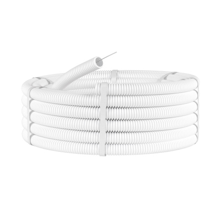 Труба ПЛЛ гибкая гофр. не содержит галогенов д.32мм, ПВ-0, с протяжкой, 25м, цвет белый DKC