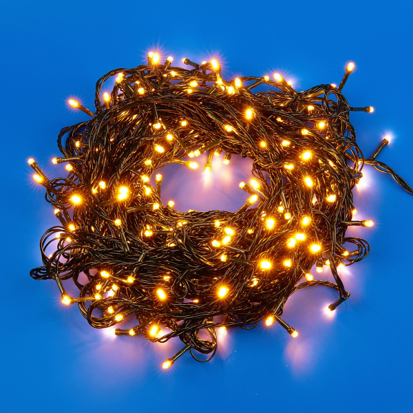 Гирлянда-нить 500 светодиодов, теплый белый, зел. прповод 50м IP20 Uniel