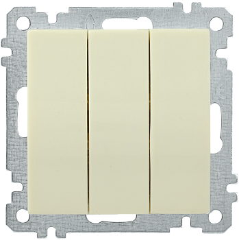 Выключатель 3-клавишный ВС10-3-0-Б 10А BOLERO кремовый IEK