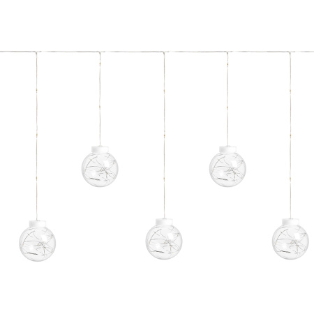 Св/д гирлянда Feron CL592 бахрома с шариками, статичная, 3*0,8м+ 2м 5000К USB, прозр.шнур