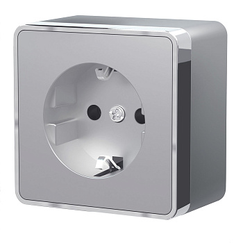 Розетка с заземлением (серебряный) Gallant ОУ IP20 Werkel