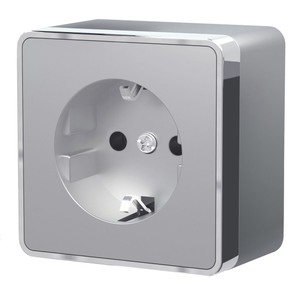 Розетка с заземлением (серебряный) Gallant ОУ IP20 Werkel