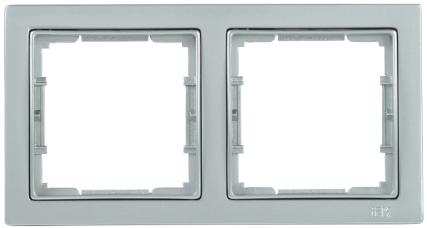 Рамка 2-местная квадратная РУ-2-БС BOLERO Q1 серебряный IEK