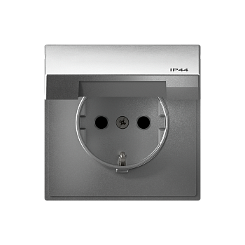 ARTGALLERY РОЗЕТКА с заземл. со шт. с крышк, 16А, IP44, механизм, АЛЮМИНИЙ Systeme Electric