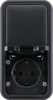 Donel WP55 двойной блок накл. Роз.с защ.крышк.,+Переключатель 1-кл., антрацит, IP55, серия (тип) DIP55