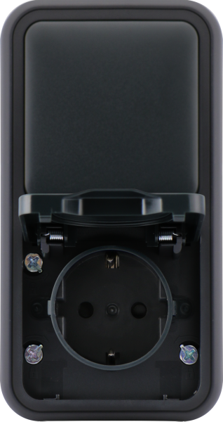 Donel WP55 двойной блок накл. Роз.с защ.крышк.,+Переключатель 1-кл., антрацит, IP55, серия (тип) DIP55