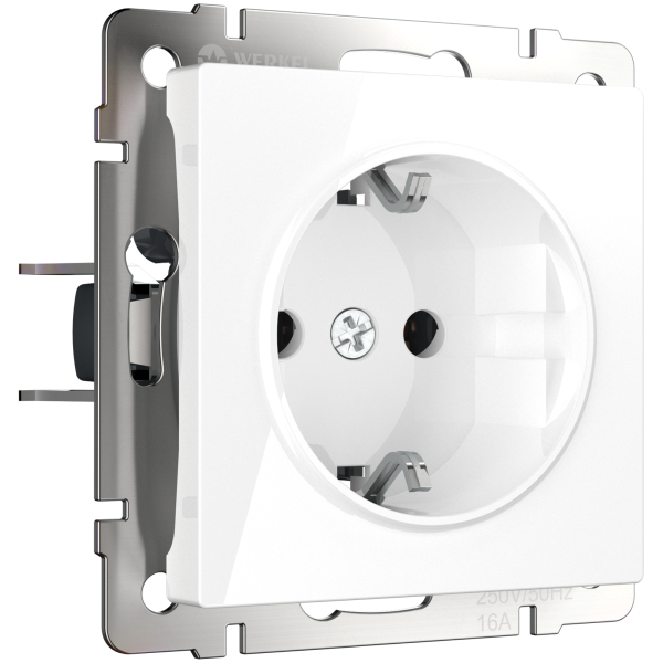 Встраиваемые механизмы Розетка СУ 1 мест. с зазем. и шторками 16А Белый IP20 Werkel