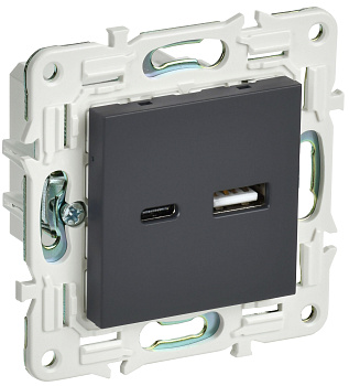 SKANDY Розетка USB A+C 3,1А SK-R14G графит IEK