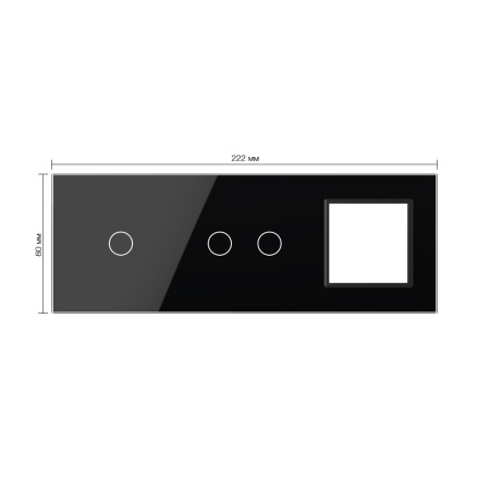 Панель тройная: 1 выключатель + 2 выключателя + 1 розетка Черная Livolo