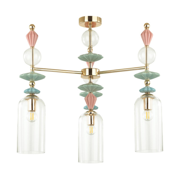 Люстра потолочная E14 3*40W BIZET золото/разноцветн./керамика/стекло ODEON LIGHT