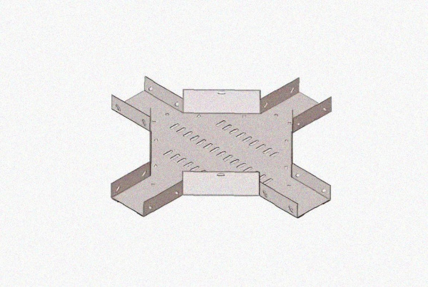 Лоток крестообразный замковый глухой КМЗГ 200х80 УТ1,5, оцинкованный лист, S1,0