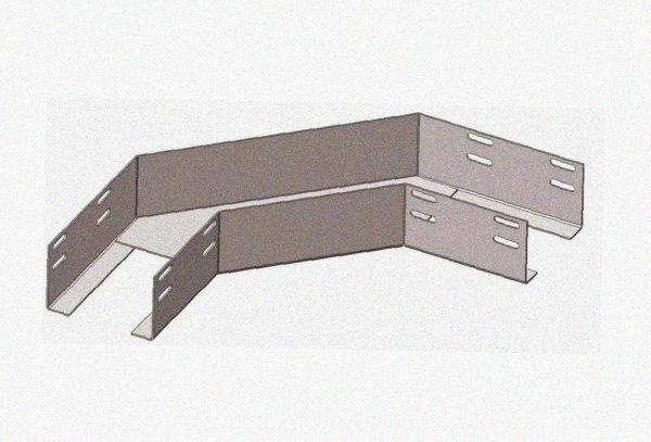 Лоток угловой перфорированный КГ 300х150-90 УТ1,5 поворот на 90, оцинкованный лист S1,5