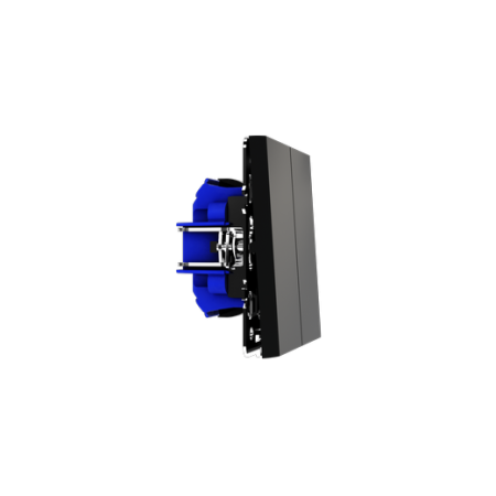 Выключатель с самовозвратом встраиваемый Voltum S70 двухклавишный 10А, (черный матовый)