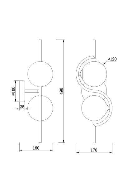 Настенный светильник (бра) 2*G9 25Вт Латунь IP20 Harmonie FR5124WL-02BS Freya