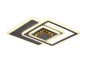 Потолочный светодиодный светильник с хрусталем FA262 CF/TI кофе/янтарь 112W 540*540*80 (ПДУ РАДИО 2.4) Ambrella Light