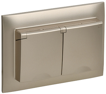 SKANDY Розетка 2-местная и крышкой 16А в сборе IP44 SK-R12Sh шампань IEK