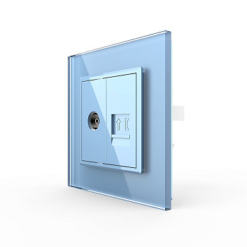 Розетка ТВ/ТЛФ Синяя Livolo