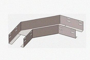 Лоток угловой глухой КГГ 300х100-90 УТ1,5 поворот на 90, оцинкованный лист S1,5