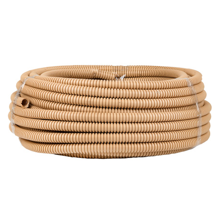 Труба гофр, ПВХ с протяжкой d16 мм (25 м) светлое дерево EKF-Plast