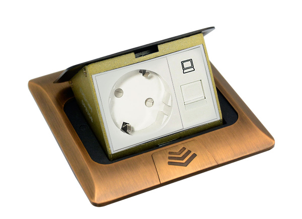 Donel Выдвижной блок 3 мод. античная латунь (с уст. набором)