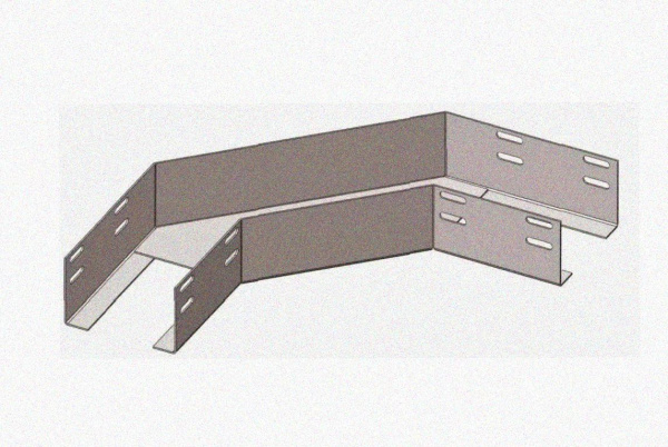 Лоток угловой глухой КГГ 300х100-90 УТ1,5 поворот на 90, оцинкованный лист S1,5