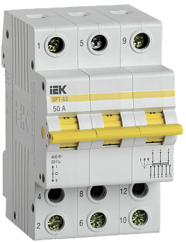 Выключатель-разъединитель трехпозиционный ВРТ-63 3P 50А IEK
